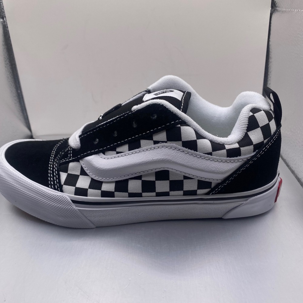 NEW Vans Knu Skool Checkerboard Black White Puffy Skate Shoes Kids 4 90s Retro - Picture 2 of 11